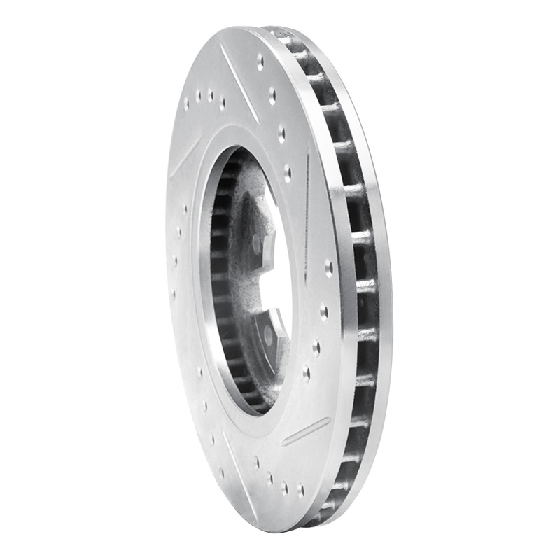 Nissan NP300 Brake Rotor (1) - Front Left - R1 Concepts - Drilled & Slotted - Silver - `85-`12